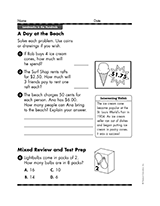 A Day at the Beach Math Worksheet